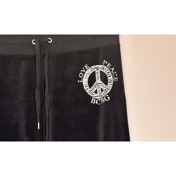 BCBG Y2K  women’s Black velvet Track Suit Front And Back Bling Size M/L Read - Picture 13 of 15